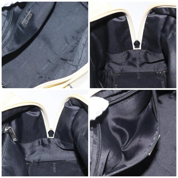 LOEWE Anagram Americana 28 Hand Bag Leather Cream Silver Auth - Picture 16 of 16